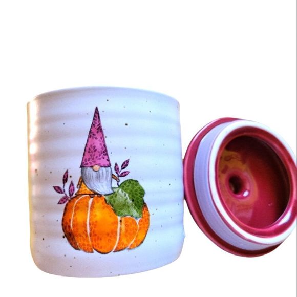Gnome Pumpkin Ceramic Container With Lid Sheffield Home Decor New - Picture 1 of 6